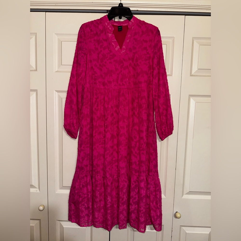 SHEIN Fuchsia Long Sleeve Lace Dress